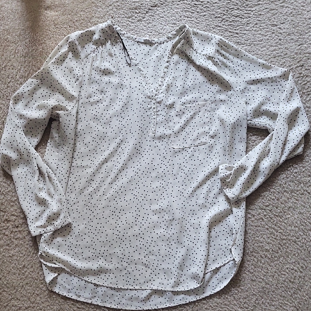 Polka Dot V-Neck Blouse